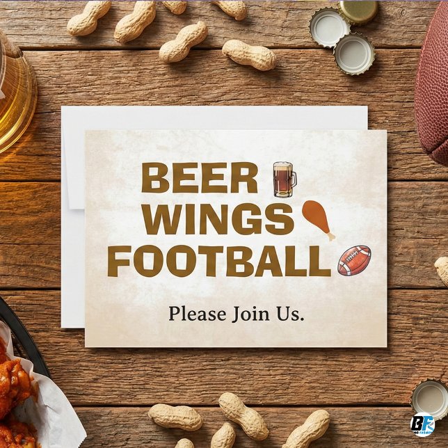 Invitación Alitas de cerveza Fútbol Partido Rústico Fiesta de (Subido por el creador)