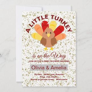 Invitación ALittle Turkey On The Way Thanksgiving Baby Shower