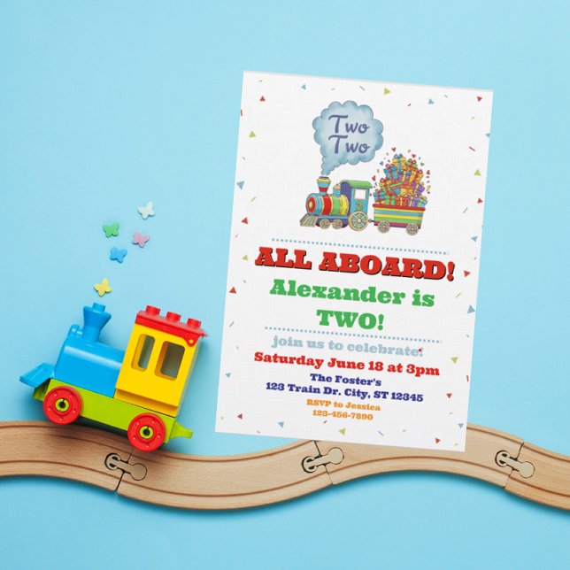 Invitación All Aboard Two Two Train 2nd Birthday (Subido por el creador)