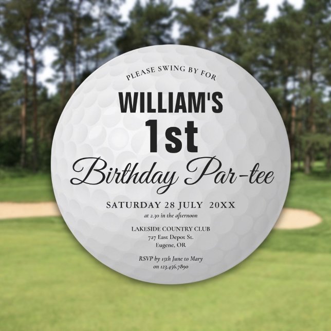 Invitación All Age Golf Birday Party Golf Ball (Any Age Golf Birthday Party Golf Ball Invitation)