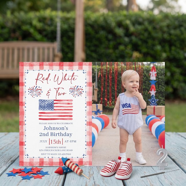 Invitación All American 2nd Birthday Photo Invitation (Subido por el creador)