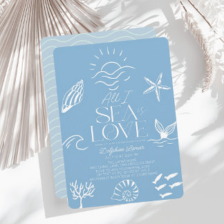 Invitación All I Sea is Love Blue Coastal Bridal Shower