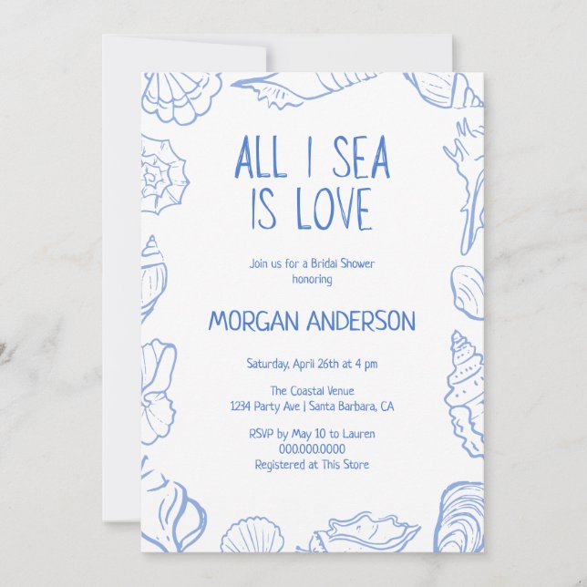 Invitación All I Sea is Love Bridal Shower (Anverso)