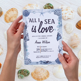 Invitación All I Sea Is Love Bridal Shower Watercolor seas