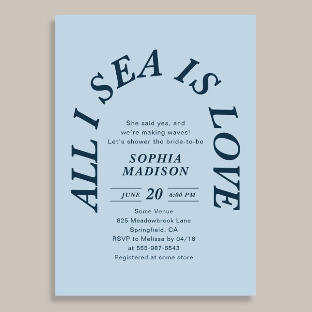 Invitación All I Sea Is Love Coastal Bridal Shower Blue (Subido por el creador)