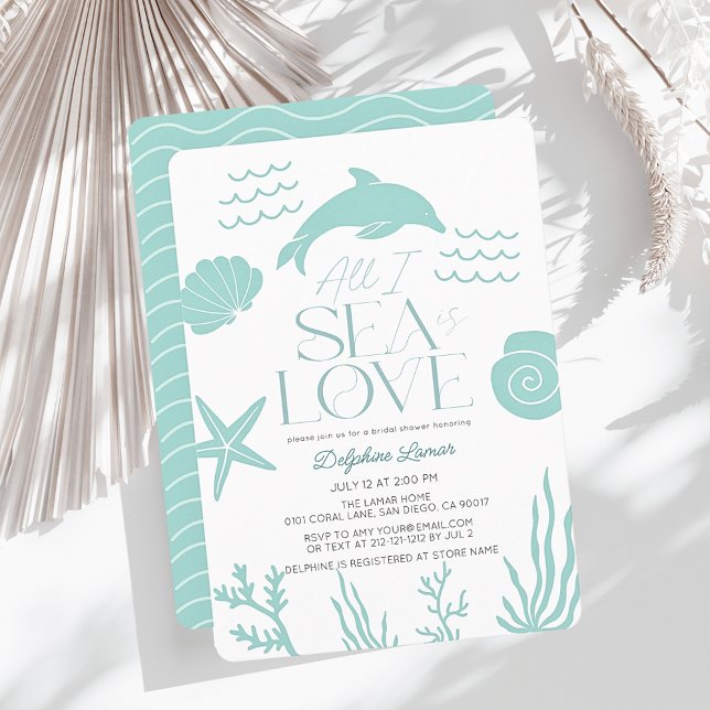 Invitación All I Sea is Love Dolphin Coastal Bridal Shower (Subido por el creador)