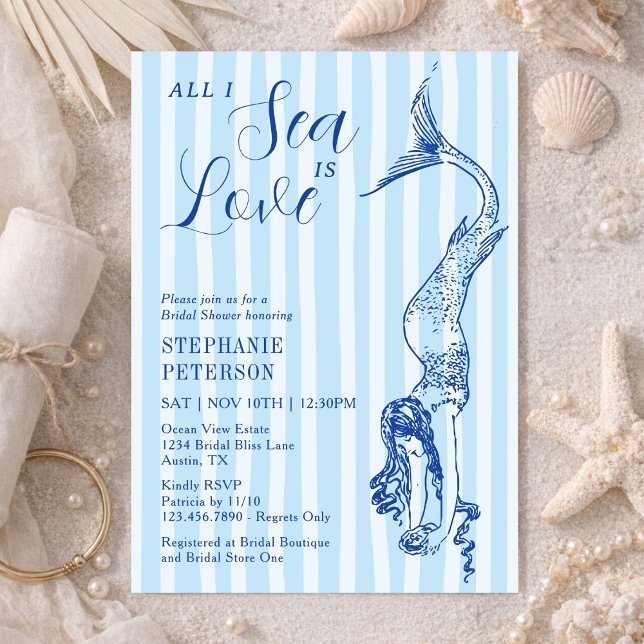 Invitación All I Sea Is Love Nautical Mermaid Bridal Shower (Subido por el creador)