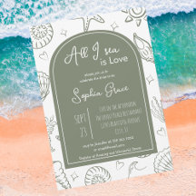 All I Sea is Love Sage Green Doodles Bridal Shower