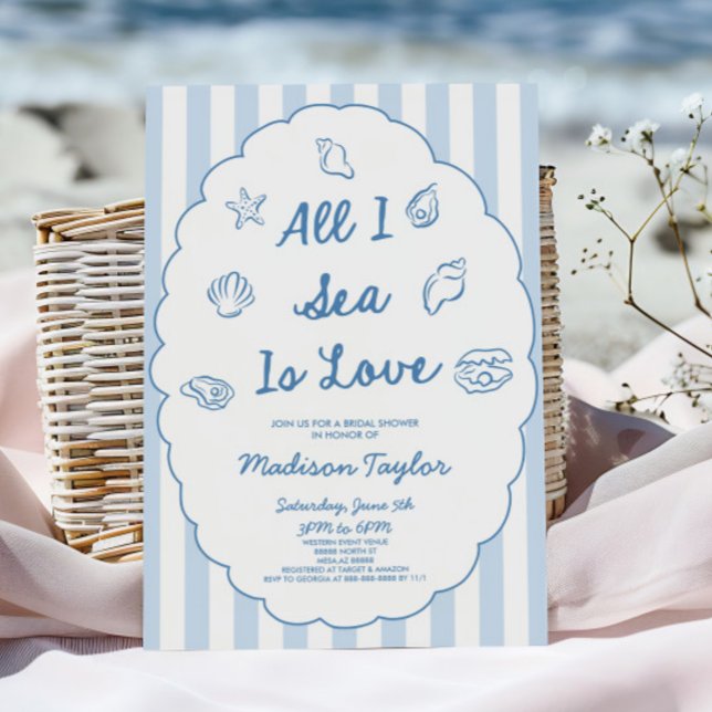 Invitación All I Sea Is Love Seashell Coastal Bridal Shower (Subido por el creador)