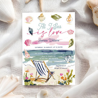Invitación All I Sea Is Love Seashells Beach Bridal Shower