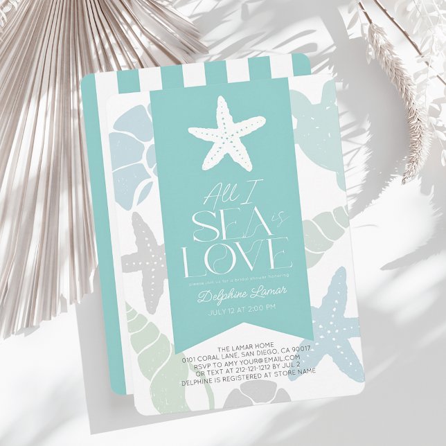 Invitación All I Sea is Love Starfish Bridal Shower (Subido por el creador)