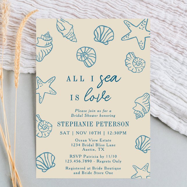 Invitación All I Sea Is Love Whimsical Beach Bridal Shower (Subido por el creador)