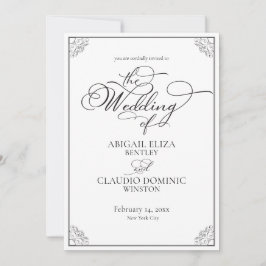 Invitación All-In-On Simple Classic Black & White Wedding