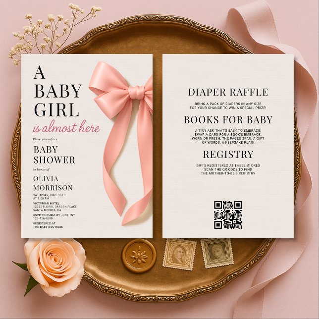 Invitación All in One Baby Girl Pink Bow Baby Shower (Subido por el creador)