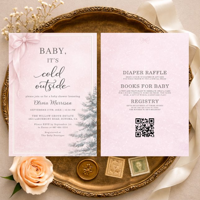 Invitación All in One Baby It's Cold Outside Bow Baby Shower (Subido por el creador)