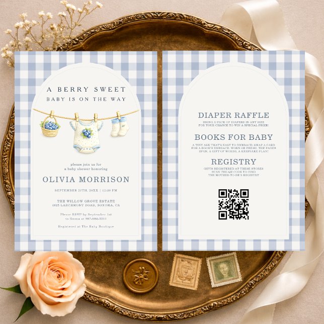 Invitación All in One Blueberry Clothesline Baby Shower (Subido por el creador)