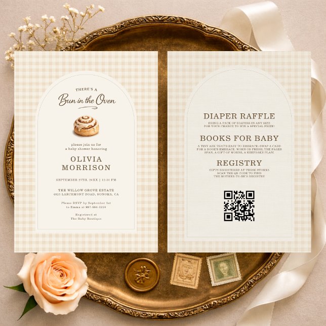 Invitación All in One Bun in the Oven Gingham Baby Shower (Subido por el creador)