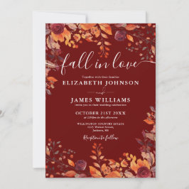 Invitación All In One Burgundy Fall In Love Floral Wedding