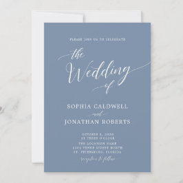 Invitación All in One Calligraphy trendy Dusty Blue Boda
