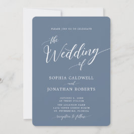 Invitación All in One Calligraphy trendy Dusty Blue Boda
