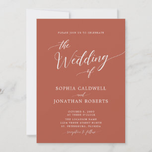 Invitación All in One Calligraphy Trendy Terracotta Boda