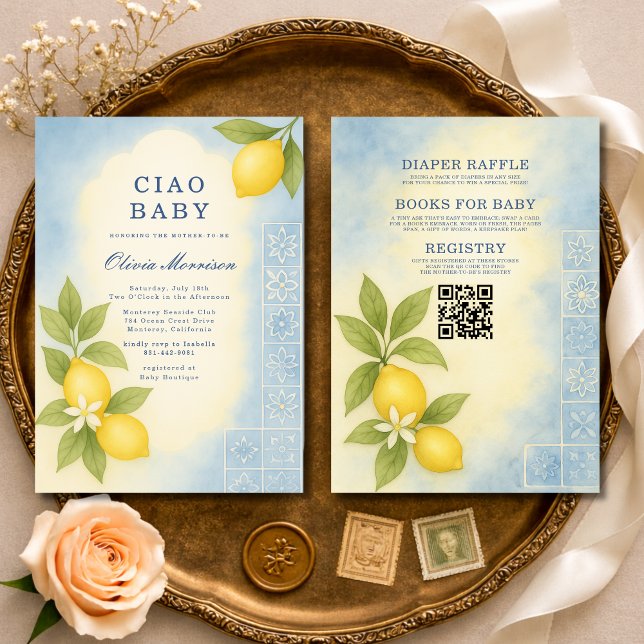 Invitación All in One Ciao Baby Italian QR Code Baby Shower (Subido por el creador)