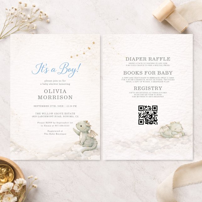 Invitación All in One Dragon It's a Boy Baby Shower (Subido por el creador)