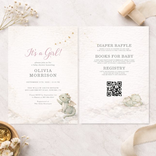 Invitación All in One Dragon It's a Girl Baby Shower (Subido por el creador)