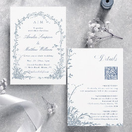 Invitación All in One Dusty Blue Floral Garden Wedding Arch 