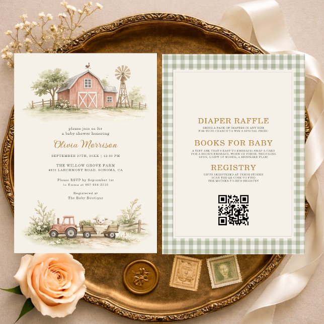 Invitación All in One Farm Animal Barnyard Baby Shower (Subido por el creador)