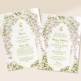 Invitación all in one floral garden arch rsvp details wedding