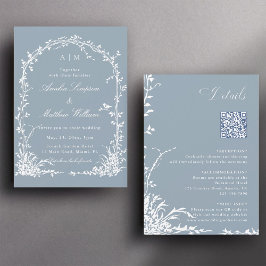 Invitación All in One Floral Garden Wedding Arch Dusty Blue 