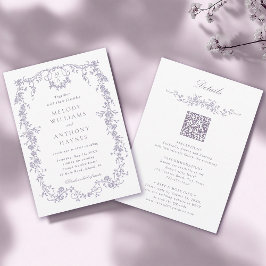 Invitación All in One French Victorian Lavender Wedding 