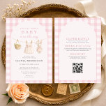 Invitación All in One Girl Locally Grown Pink Baby Shower<br><div class="desc">Girl locally grown all in one baby shower invitation featuring a sweet pink design with a charming farm inspired theme. Designed with a built in QR code so guests can easily RSVP, view your registry, or access event details with a quick scan. Created to celebrate your little one with a...</div>