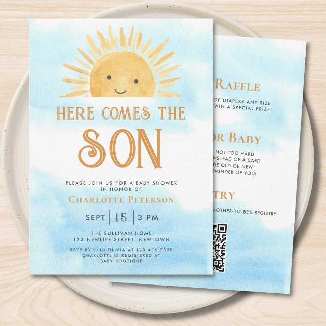 Invitación All In One Here Comes The Son Baby Shower (Subido por el creador)