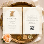 Invitación All in One Holy Cow Gingham Baby Shower<br><div class="desc">Holy cow all in one baby shower invitation featuring a cute farm inspired design with a soft gingham pattern. Designed with a built in QR code so guests can easily RSVP, view your registry, or access event details with a quick scan. Created to celebrate your little one with a charming,...</div>
