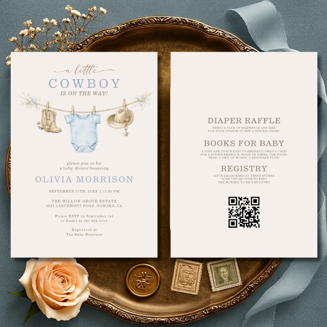 Invitación All in One Little Cowboy Clothesline Baby Shower (Subido por el creador)