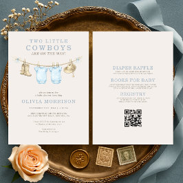 Invitación All in One Little Cowboy Twins Baby Shower