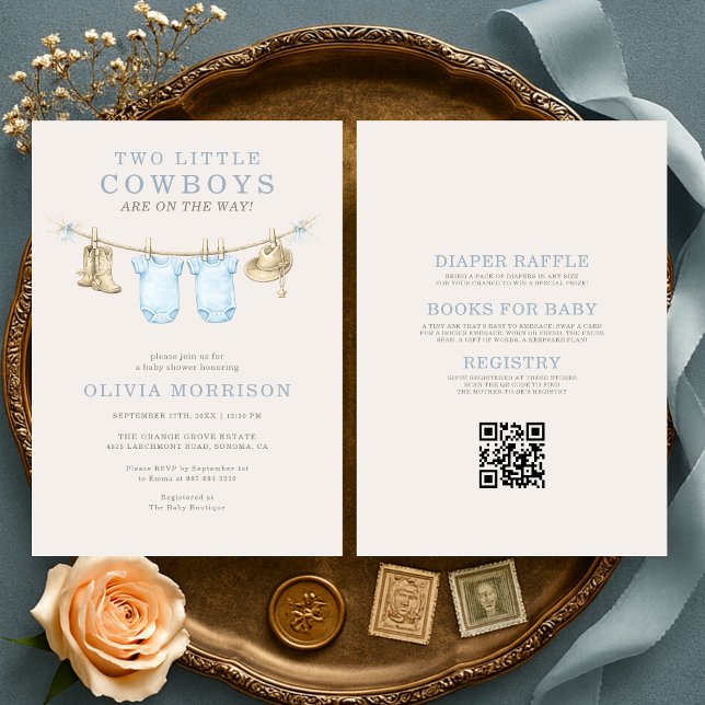 Invitación All in One Little Cowboy Twins Baby Shower (Subido por el creador)