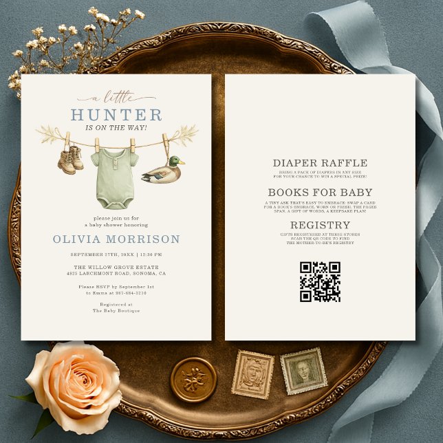 Invitación All in One Little Hunter Clothesline Baby Shower (Subido por el creador)