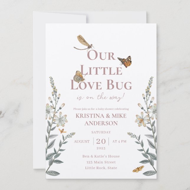 Invitación All in One Little Love Bug Baby Shower Invitation (Anverso)