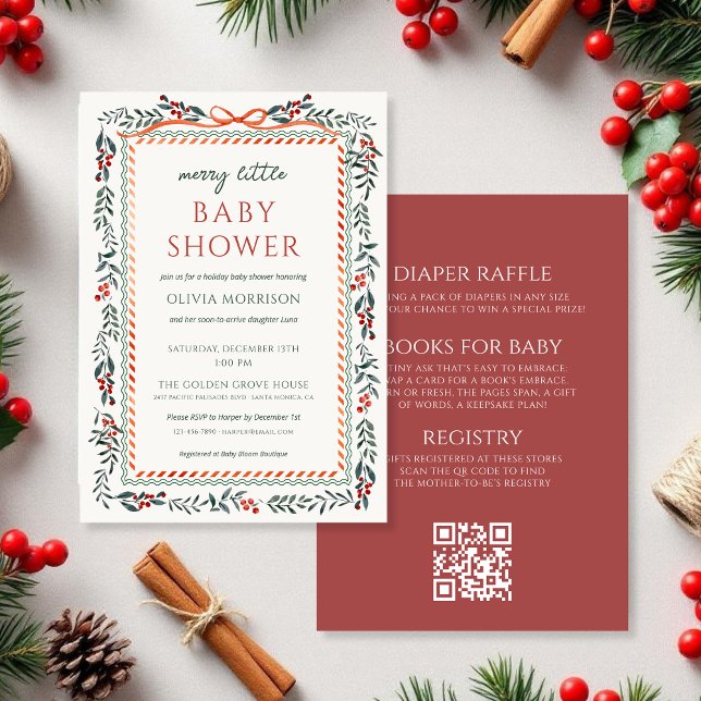 Invitación All in One Merry Little Baby Shower Red Bow  (Subido por el creador)