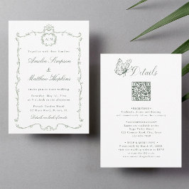 Invitación All in One Modern Classic Wedding Sage Green