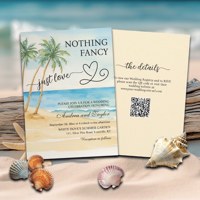 Invitación All in One Nothing Fancy Just Love QR Code Beach   (Subido por el creador)