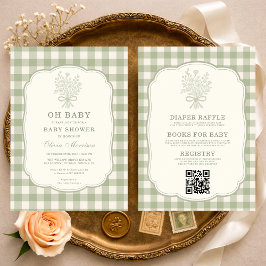 Invitación All in One Oh Baby Gingham Baby Shower