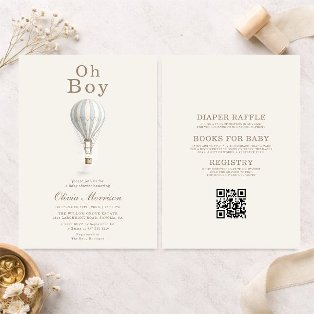 Invitación All in One Oh Boy Hot Air Balloon Baby Shower (Subido por el creador)