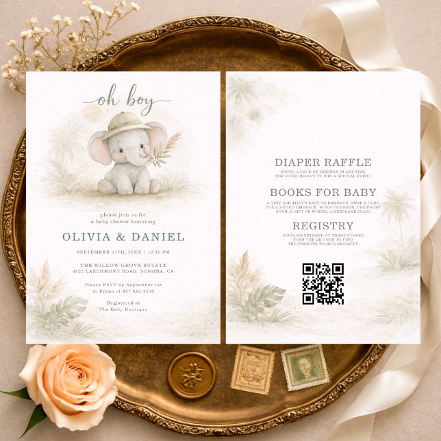 Invitación All in One Oh Boy Jungle Couples Baby Shower (Subido por el creador)