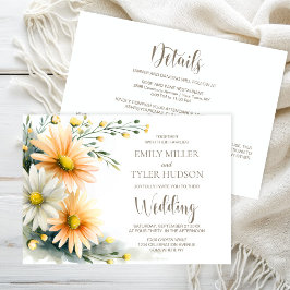 Invitación All in One Orange and White Daisies Wedding