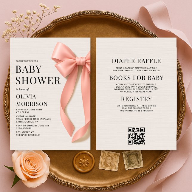 Invitación All in One Pink Bow Girl Baby Shower (Subido por el creador)