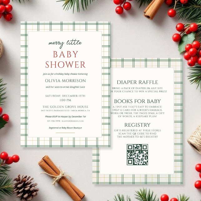 Invitación All in One Plaid Merry Little Baby Shower (Subido por el creador)